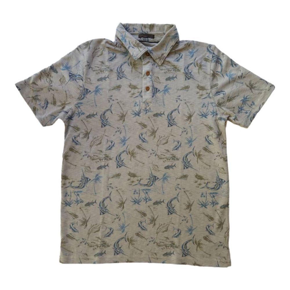Visitor Premium Fish Print Polo Gray Medium